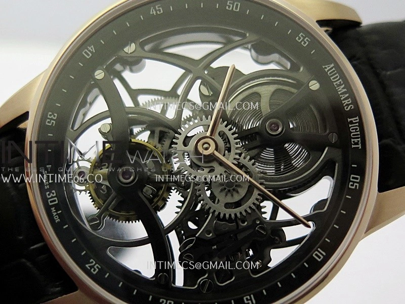 Code 11.59 26600OR RG APPF Best Edition Black Skeleton Dial On Black Leather Strap Asian Tourbillon